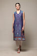 Indigo Cotton Printed Short Kurti image number 5