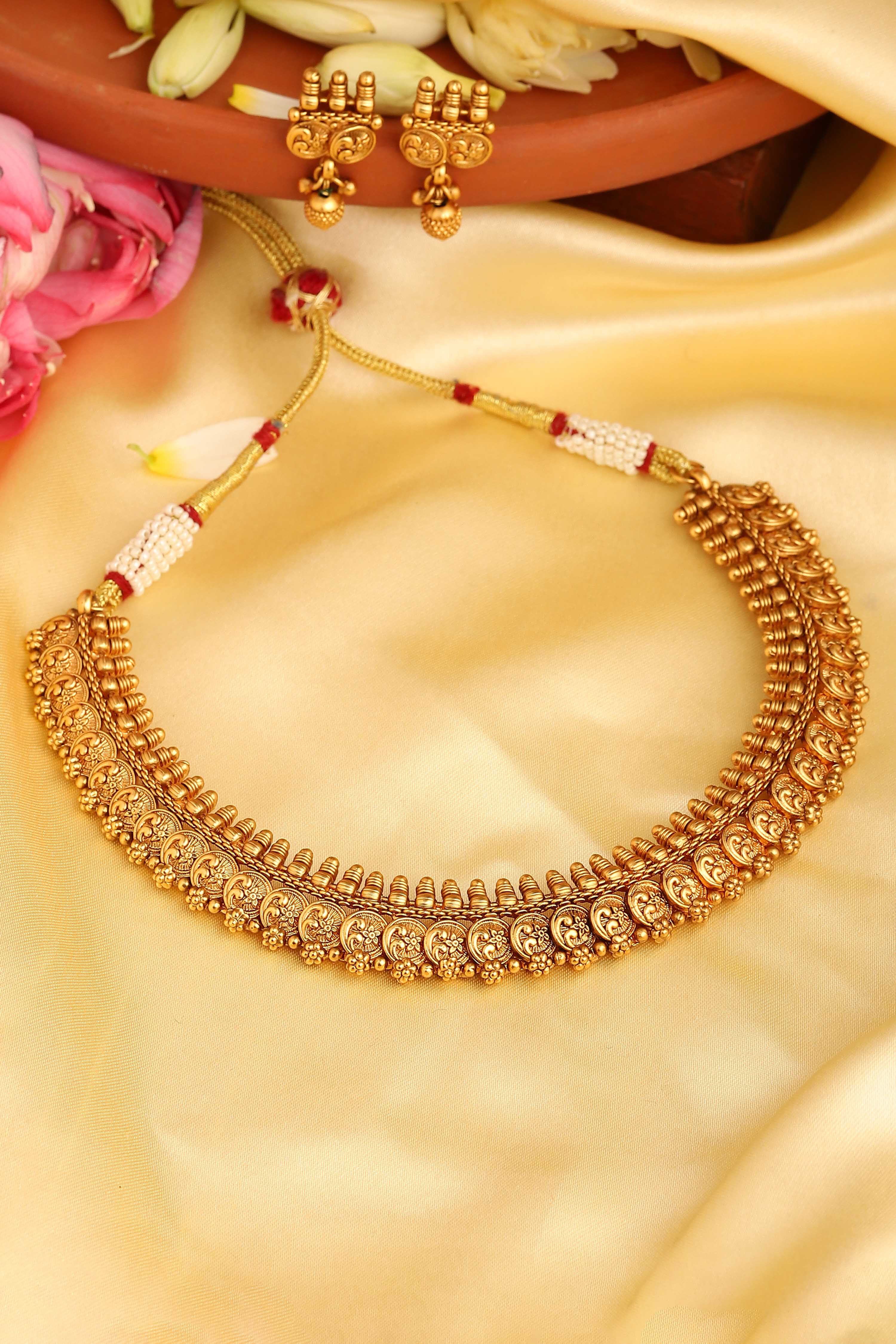 Gold Brass Necklace Set image number 0