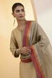 Dark Gold Poly Loom Side Striped Dupatta image number 0