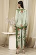 Green Viscose Blend Straight Printed Fusion Set image number 4
