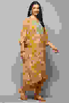 Yellow Polyester Straight Printed 2 Piece Set image number 5