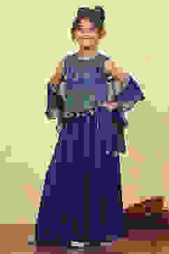 Blue Polyester Printed Short TOP Suit Set image number 3