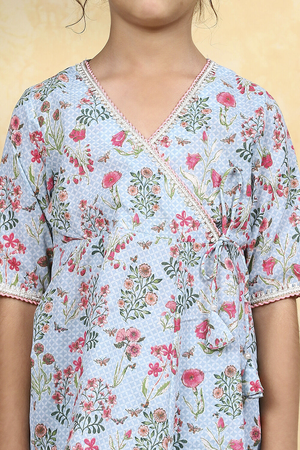 Blue Cotton Printed Anarkali Suit Set image number 1