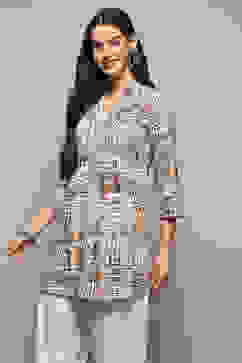 Brown Printed Straight Short Kurta image number 2