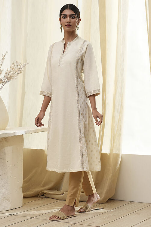 Fuchsia Cotton Printed A-Line Kurta image number 2
