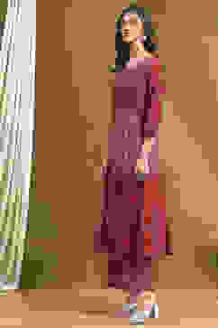 Red Modal Festive Anarkali Fusion Suit Set image number 3