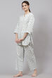 Mint Straight Cotton Three Piece Printed Sleepwear Set image number 3