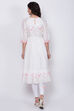 White Cotton Flared Printed Kurta image number 4