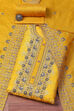 Yellow Banarasi Silk Machine Embroidered Unstitched Suit Set image number 0