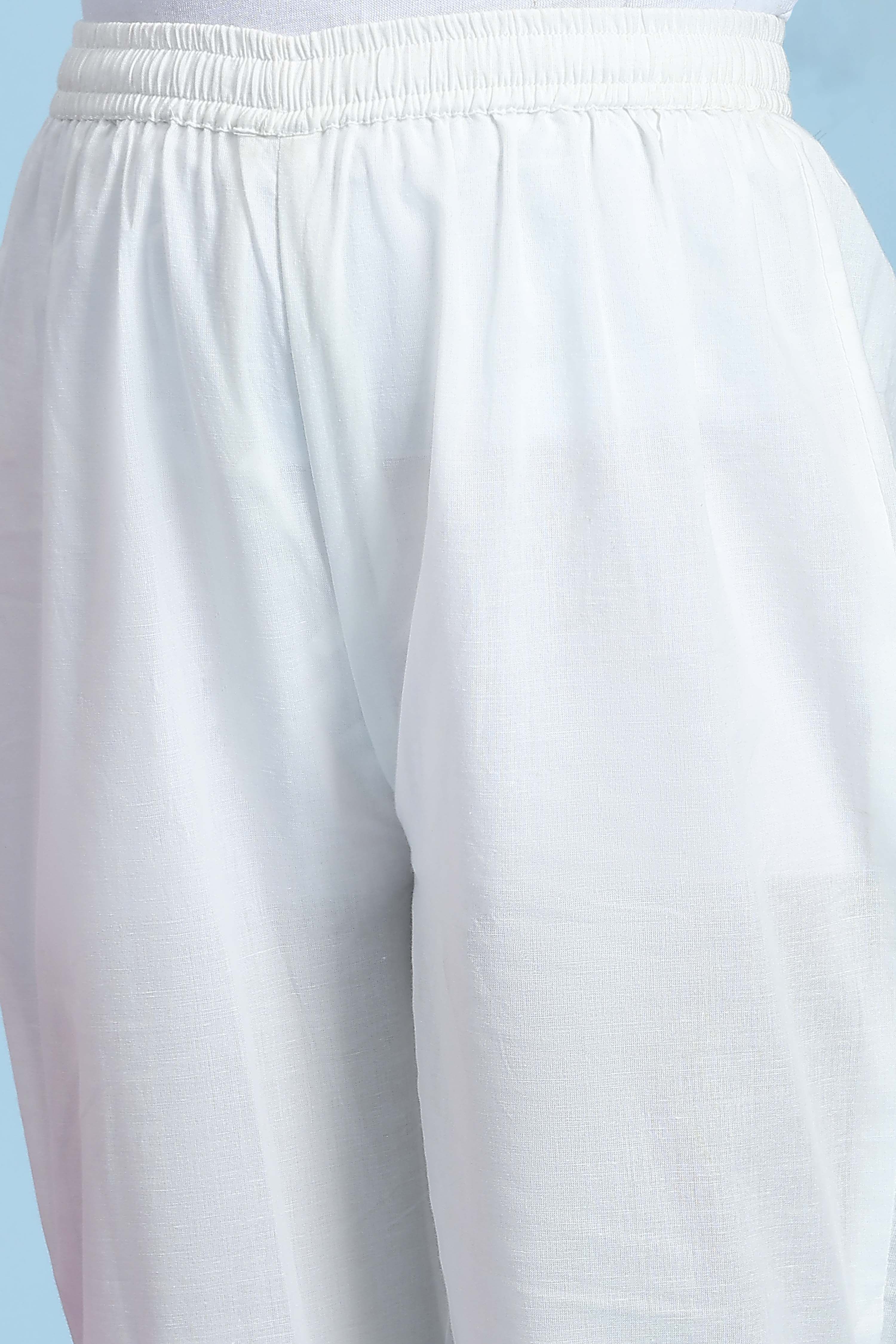 White Cotton Solid Anarkali Suit Set image number 2