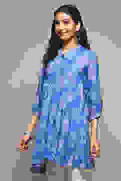 Blue LIVA Printed Kurti image number 2