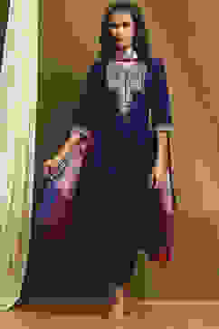 Purple Embroidered Kalidar Suit Set image number 0