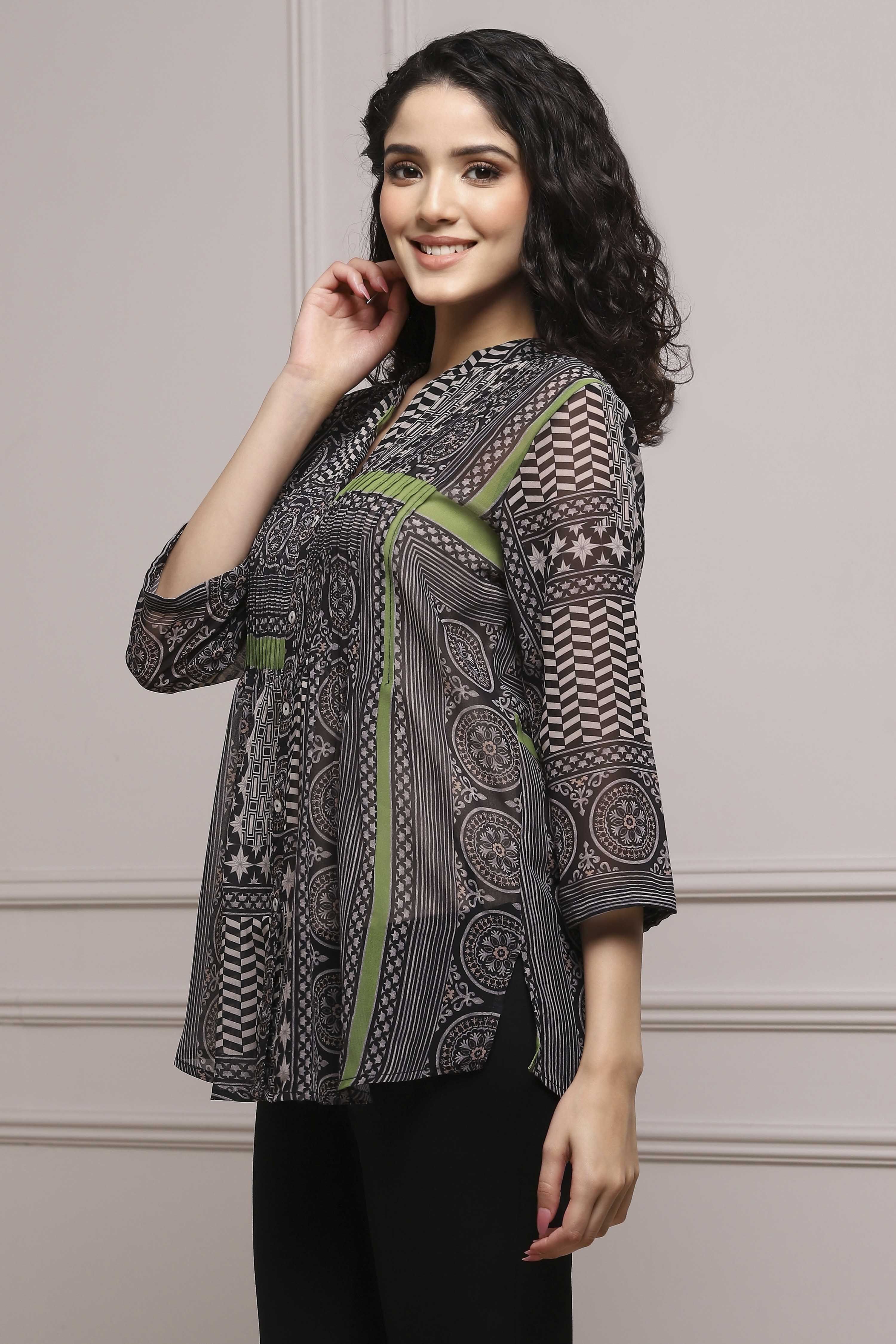 Natural Black Art Silk Straight Kurta image number 2