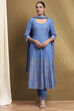 Plum Cotton Printed Anarkali Suit Set image number 0