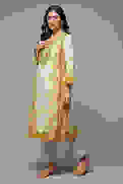 Off White LIVA Straight Printed Kurta image number 3