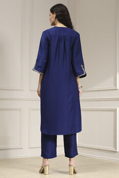Indigo Blue Dyed Straight Kurta Set image number 4