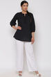 Sky Blue Cotton Short Solid Kurti image number 2