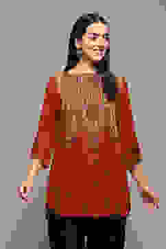 Brown LIVA Straight Printed Kurti image number 5