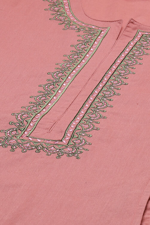 Peach Cotton Kalidar Kurta Palazzo Suit Set image number 1