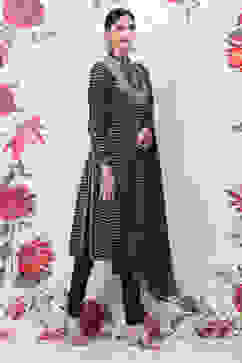 Rohit Bal Blue Cotton Silk Straight Yarndyed Suit Set image number 6