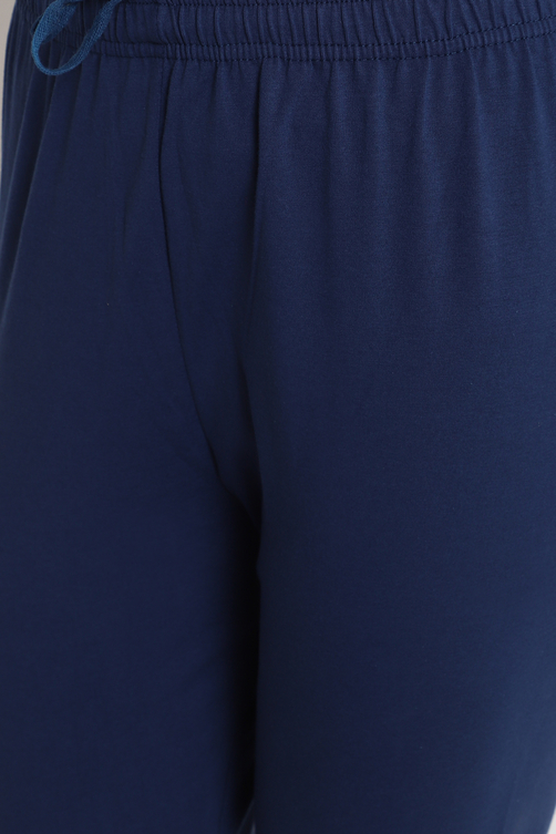 Navy Blue Double Layered Kurta Churidar Suit Set image number 5