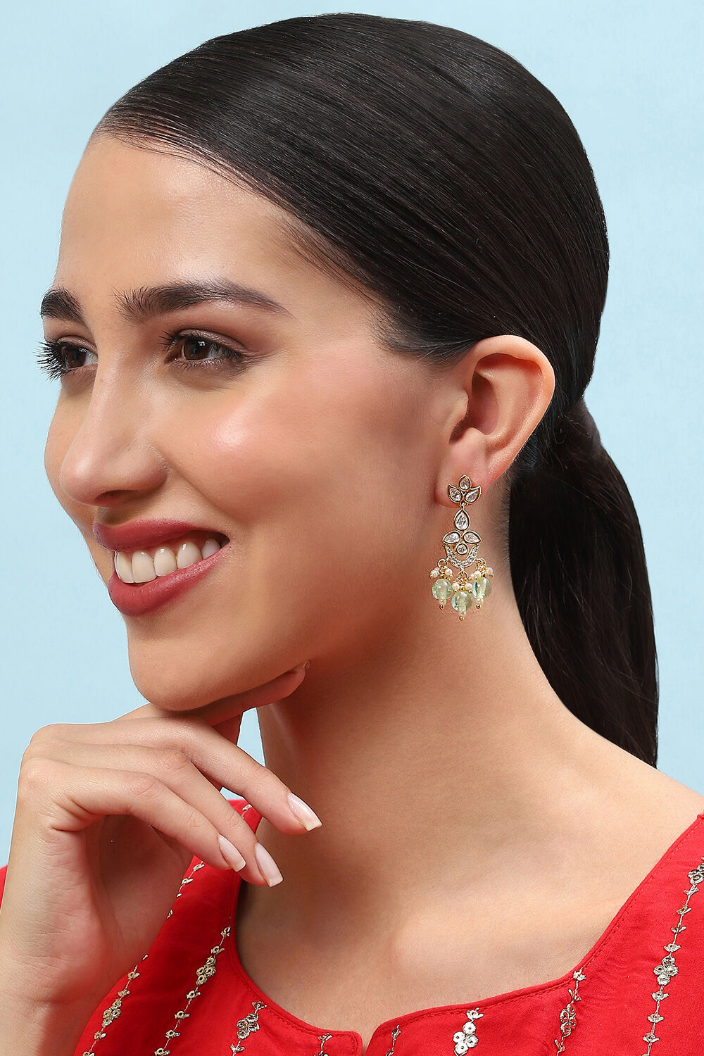 Green Brass Earrings image number 1