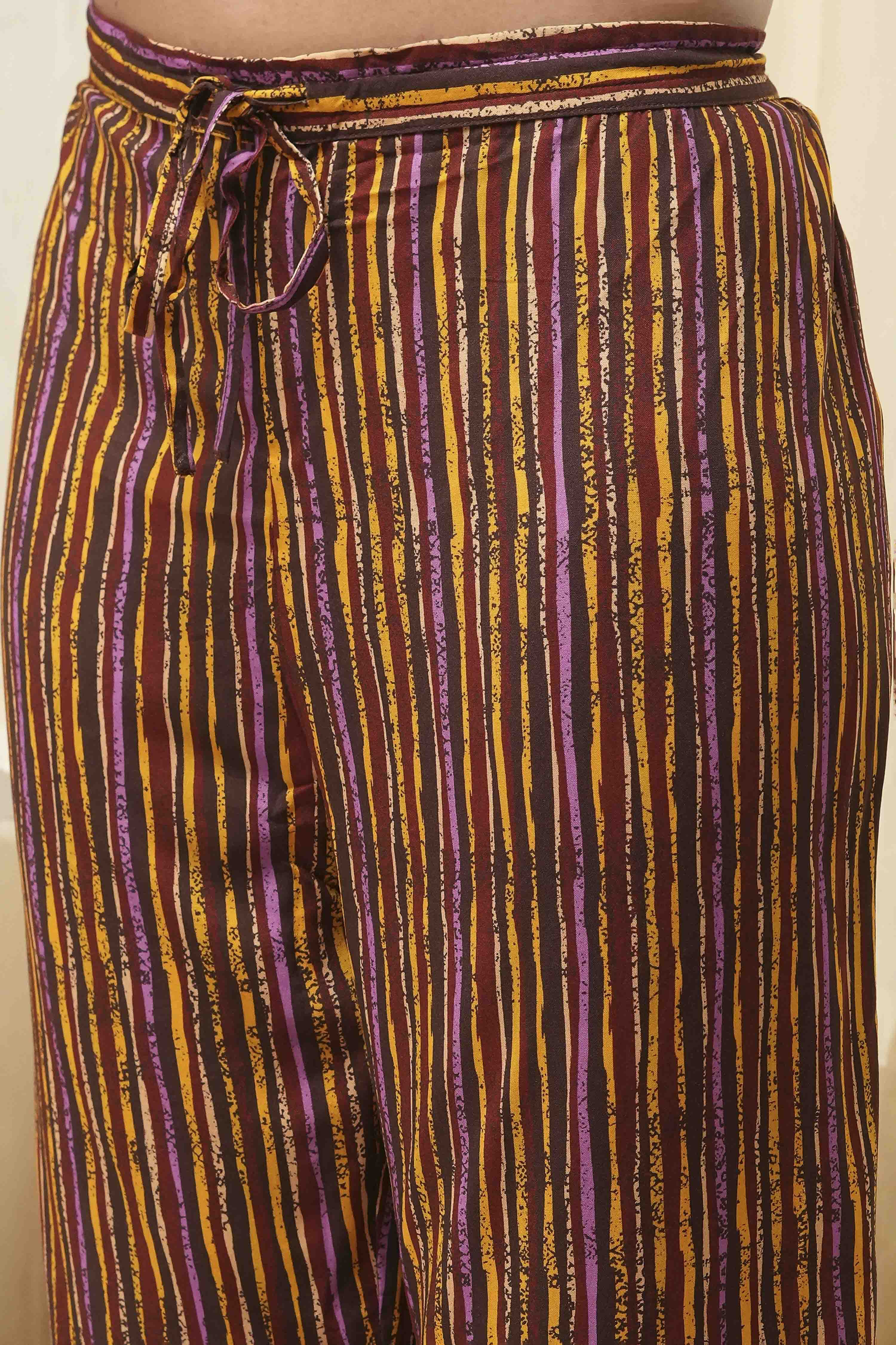 Maroon Cotton Straight Kurta Palazzo Suit Set image number 2