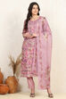 Purple Muslin Unstitched Suit Set image number 7