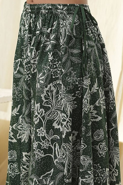 Green Cotton Floral Peplum Suit Set image number 2