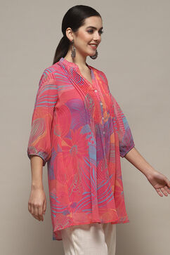 Pink Polyester Straight Kurta image number 4