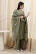 Sage Green Cotton Blend Straight Kurta Palazzo Suit Set image number 0