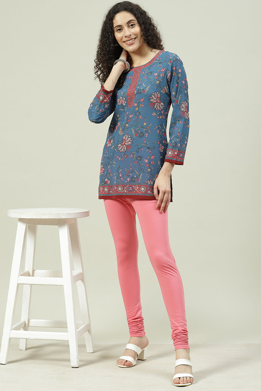 Camel Cotton Blend Solid Churidar image number 6