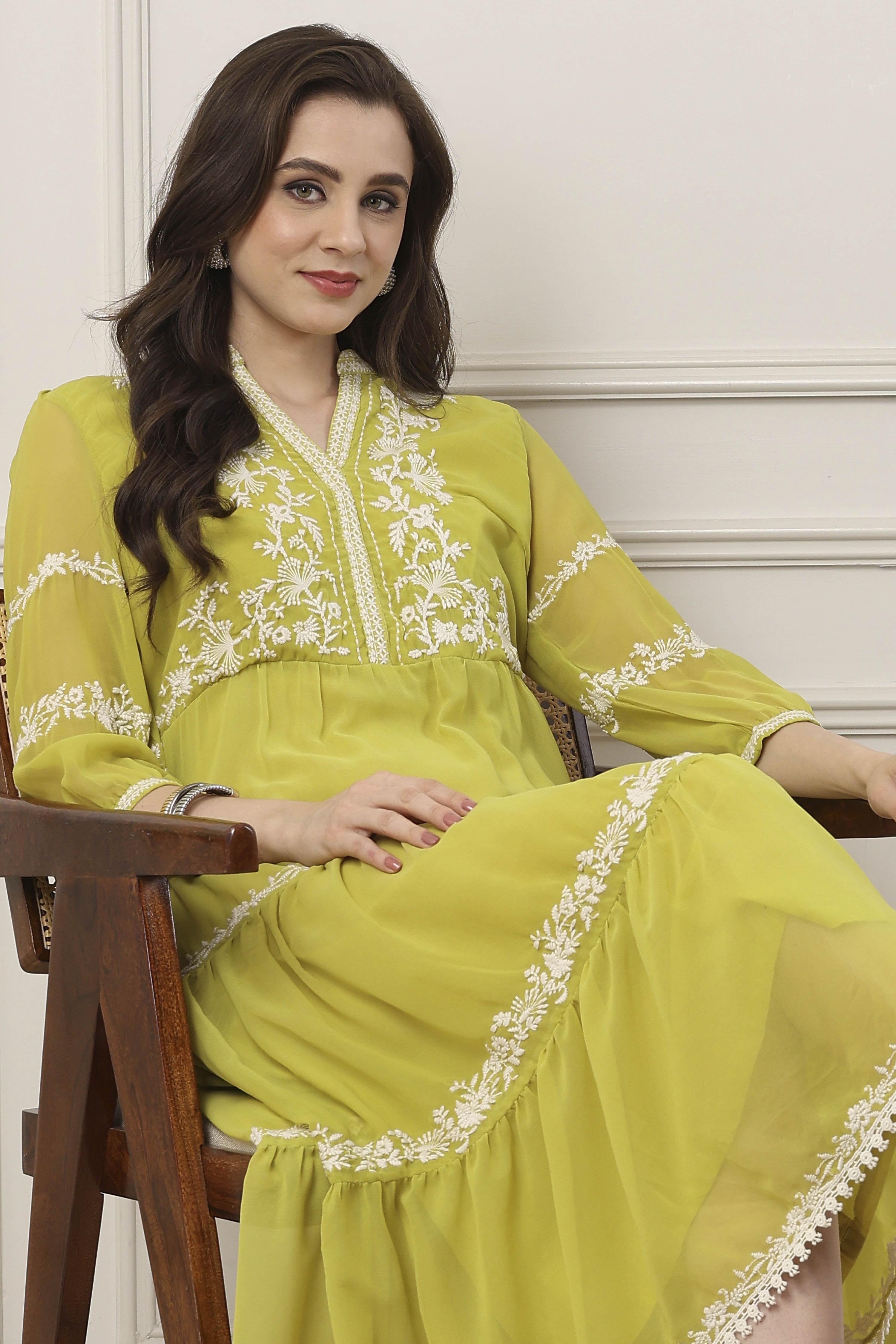 Lime Tiered Dress image number 5