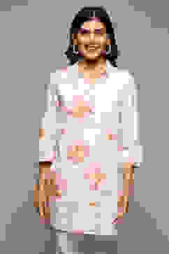 Off White Cotton Printed Shirt image number 5