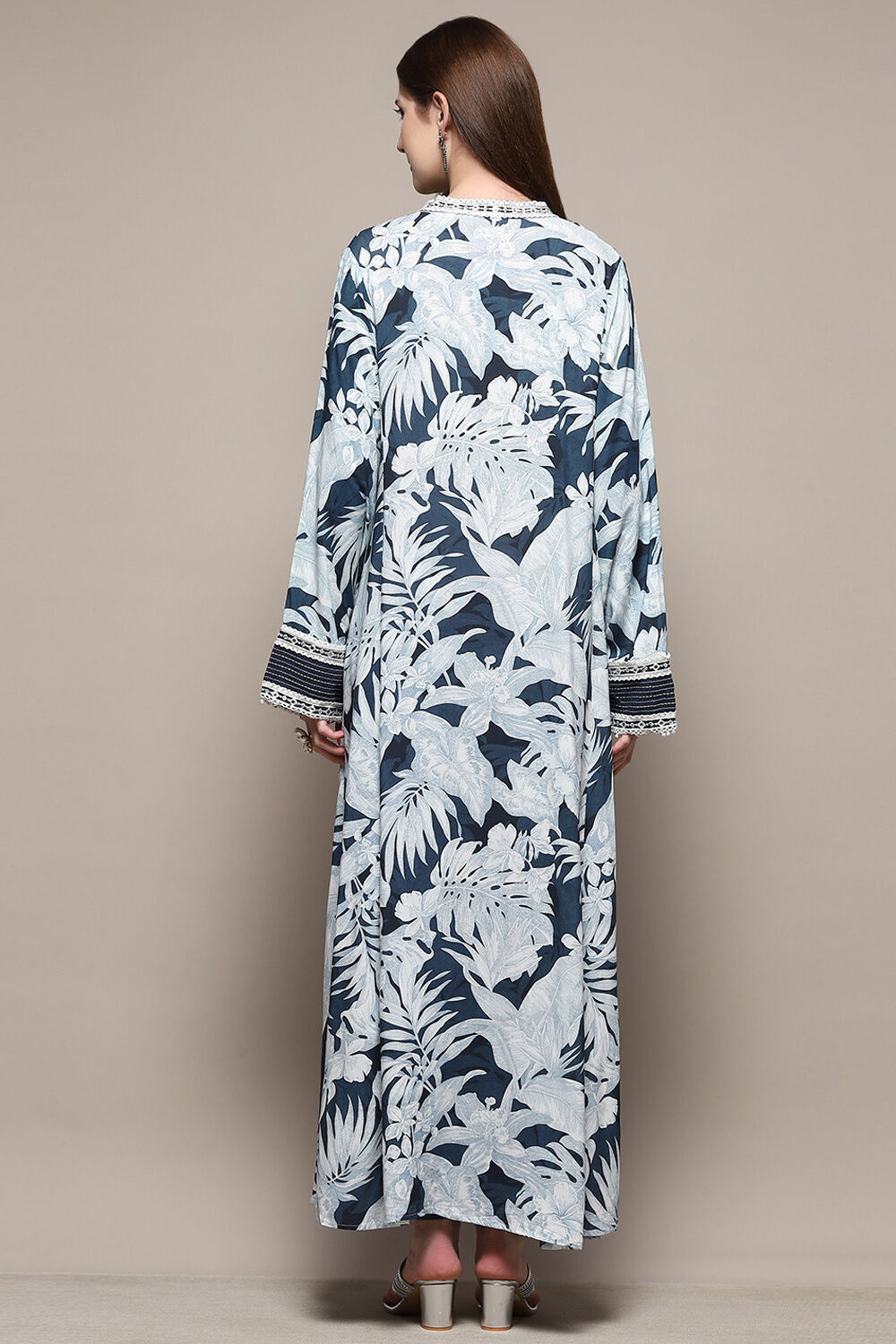 Navy Rayon Jalabiya Kaftan image number 3