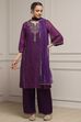 Purple Viscose Straight Printed Suit Set image number 5