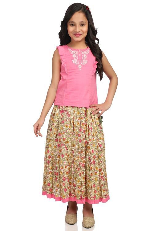 Multi-coloured Set of Cotton Printed Top and SkirtMulti-coloured Set of Cotton Printed Top and Skirt-image-14