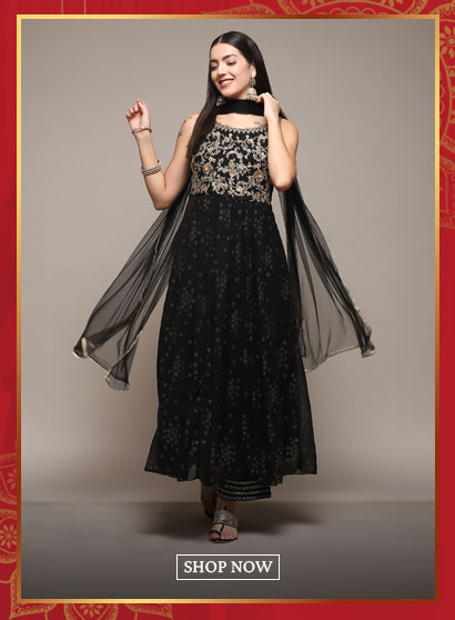 Black Polyester Flared Solid Dress