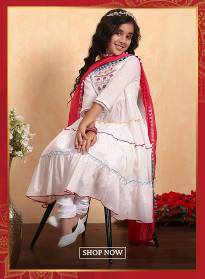 White Cotton Tiered Solid Suit Set