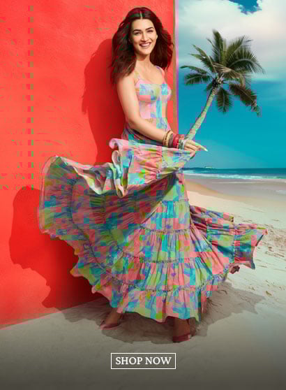 Turquoise Cotton Floral Printed Tiered Dress
