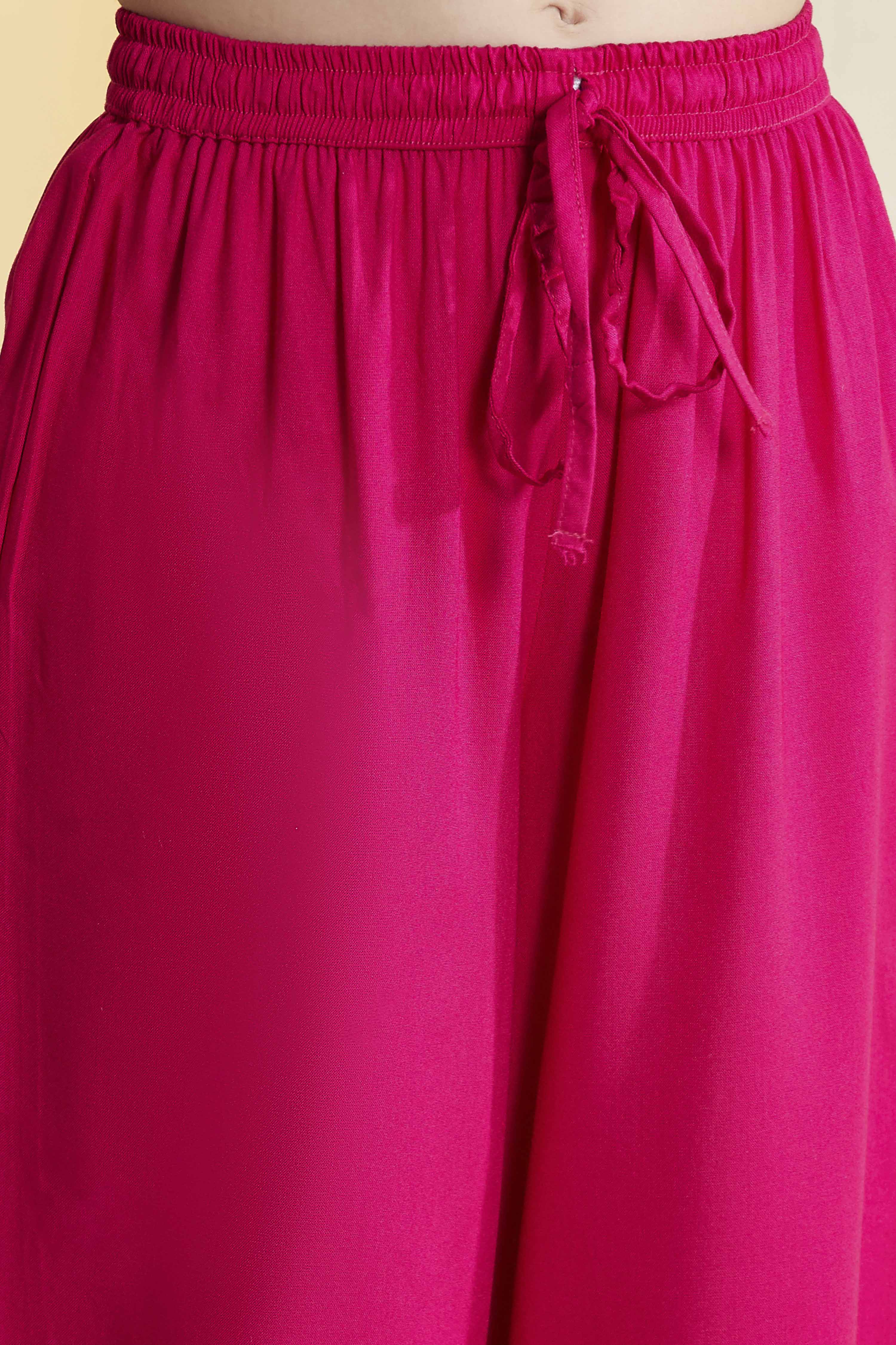 Pink Printed Tiered Cotton Kurta Set image number 2