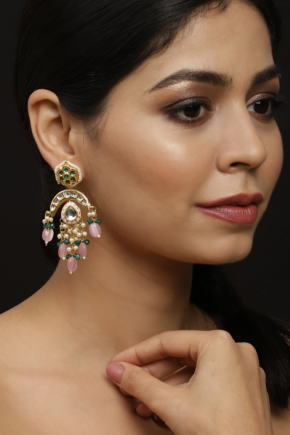 Mint Green and Pink Earrings image number 3