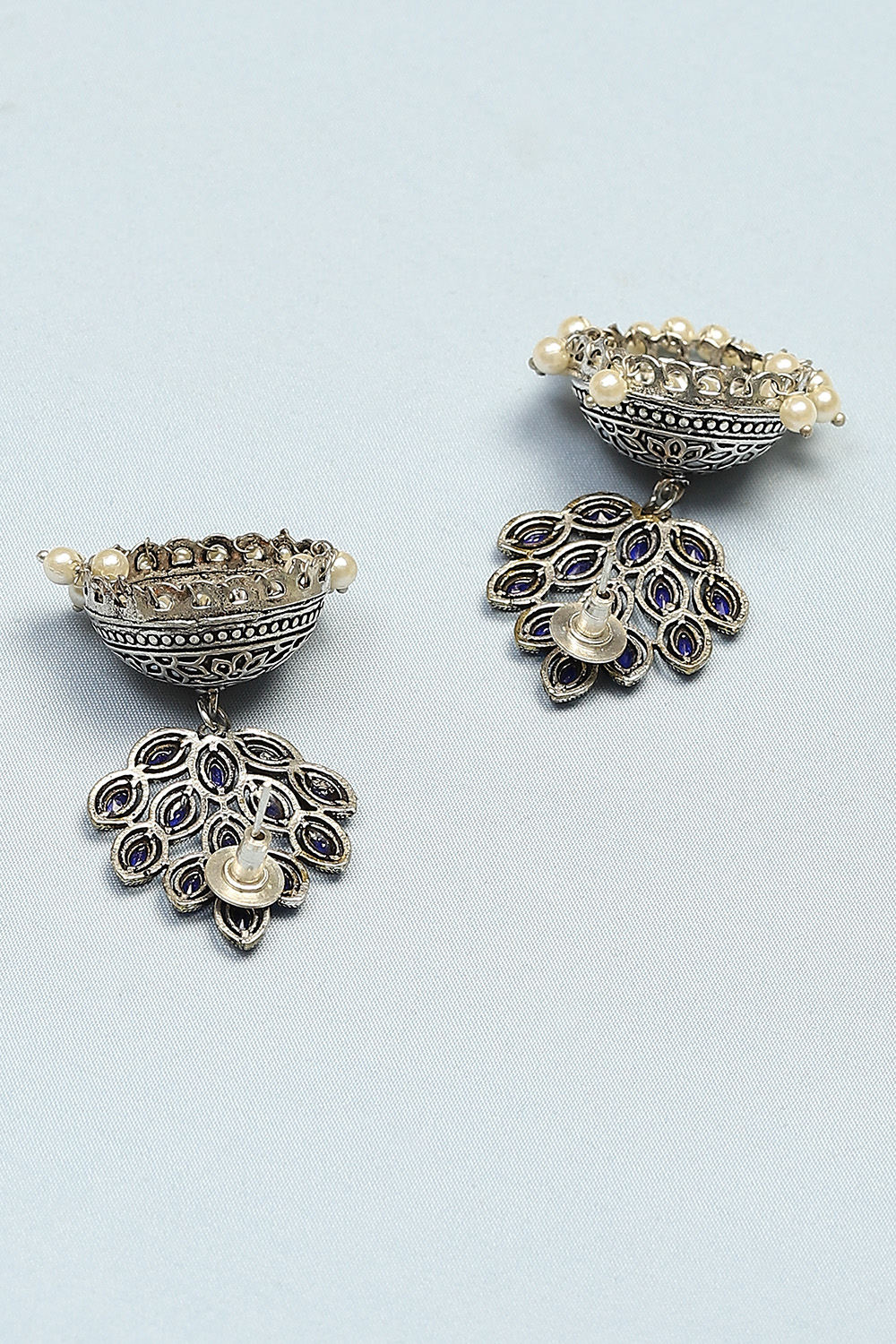 Oxidised Dark Blue Earrings image number 2