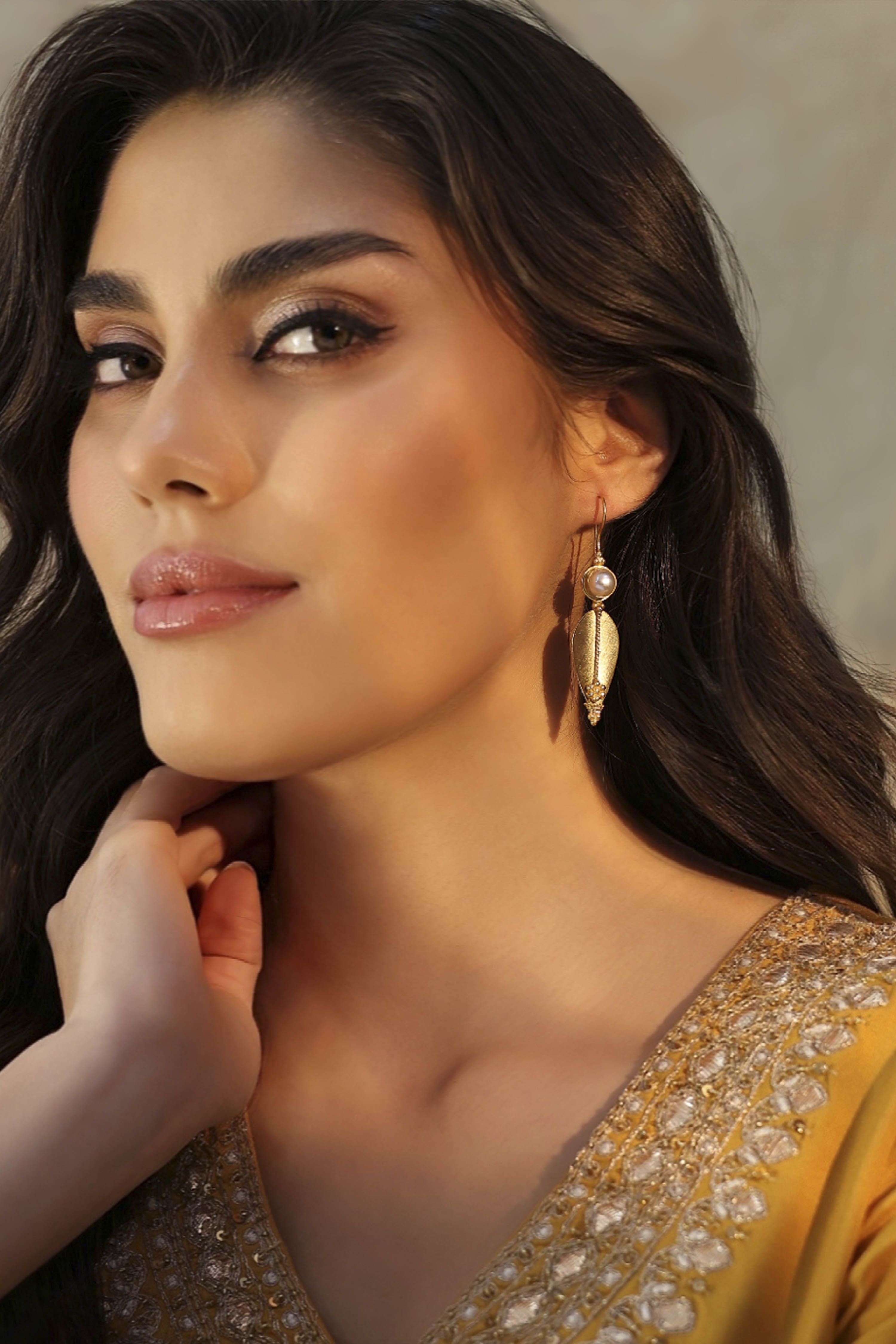 Pearl Brass Filigree Drop & Danglers image number 2