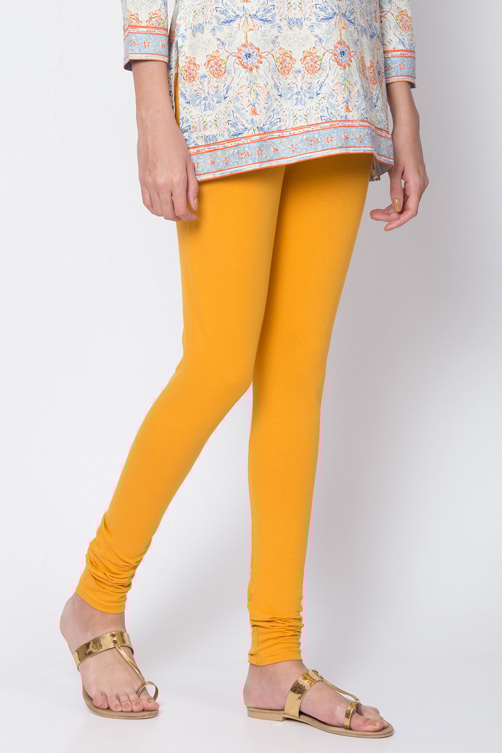 White Cotton Blend Dyed Churidar image number 0
