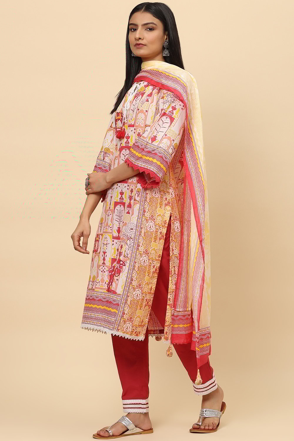 Indigo Cotton Straight Kurta Regular Pant Suit Set image number 5