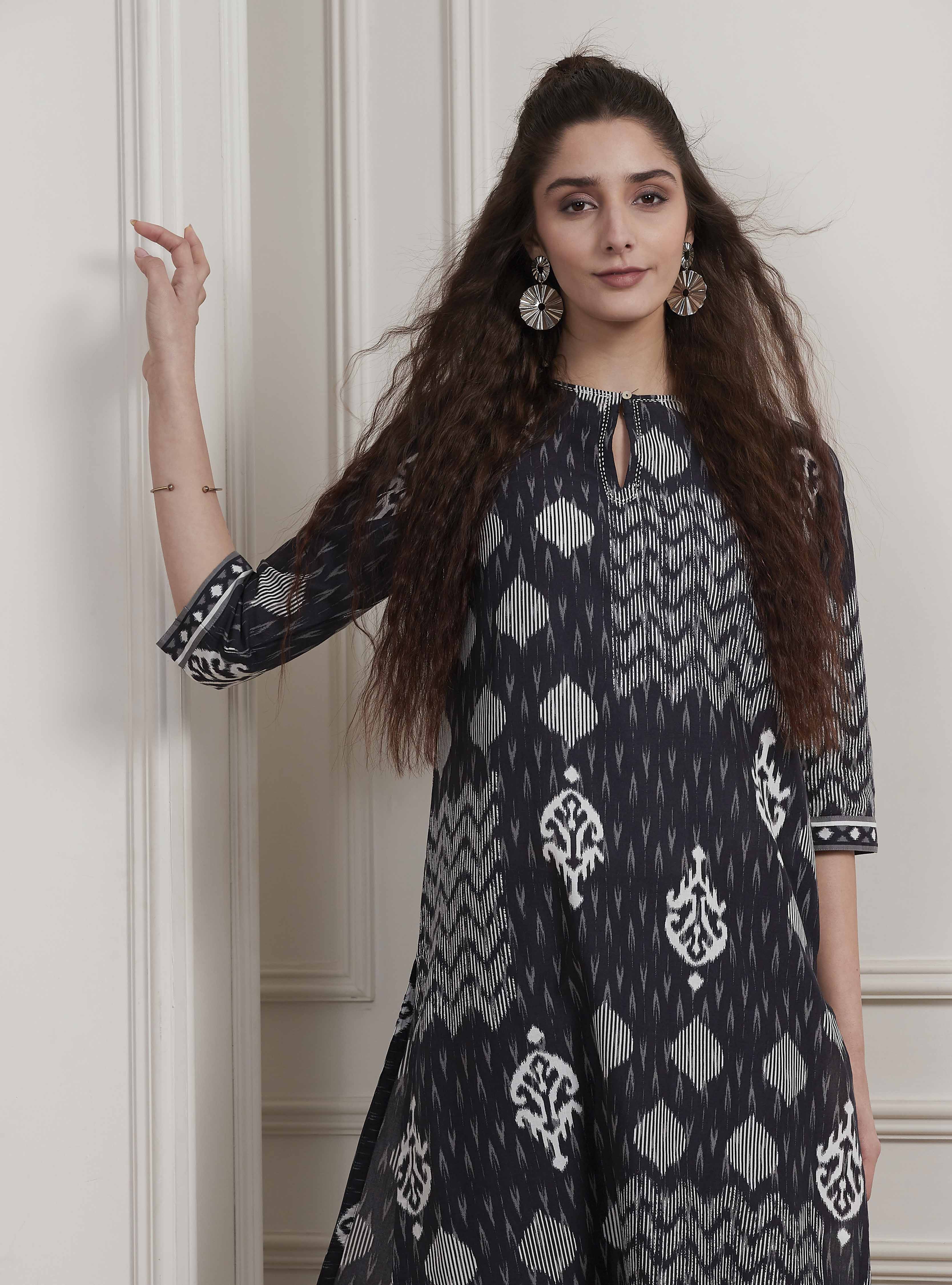 Orange Cotton Printed Straight Kurta image number 6