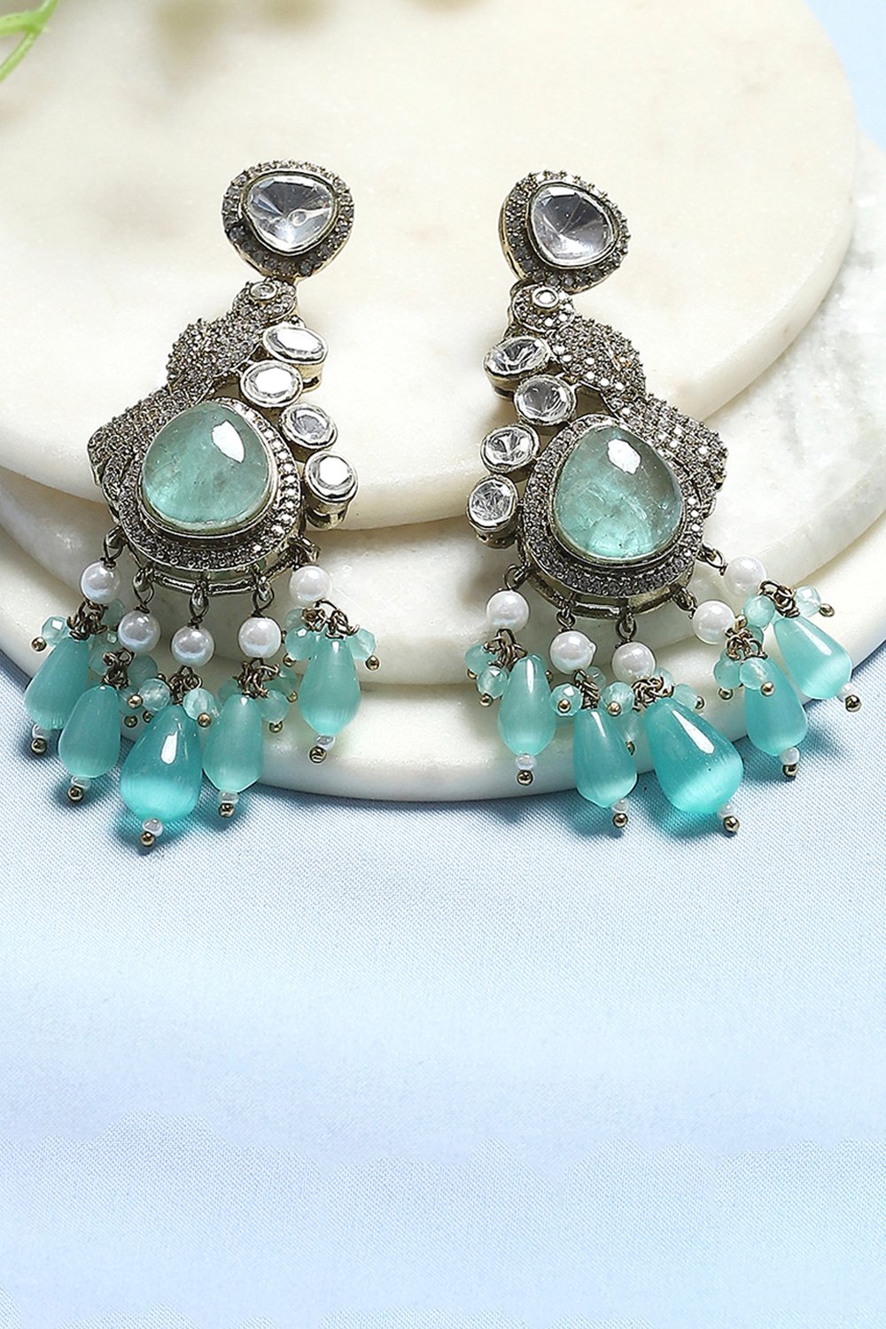 Mint Green Brass Drop & Danglers image number 0