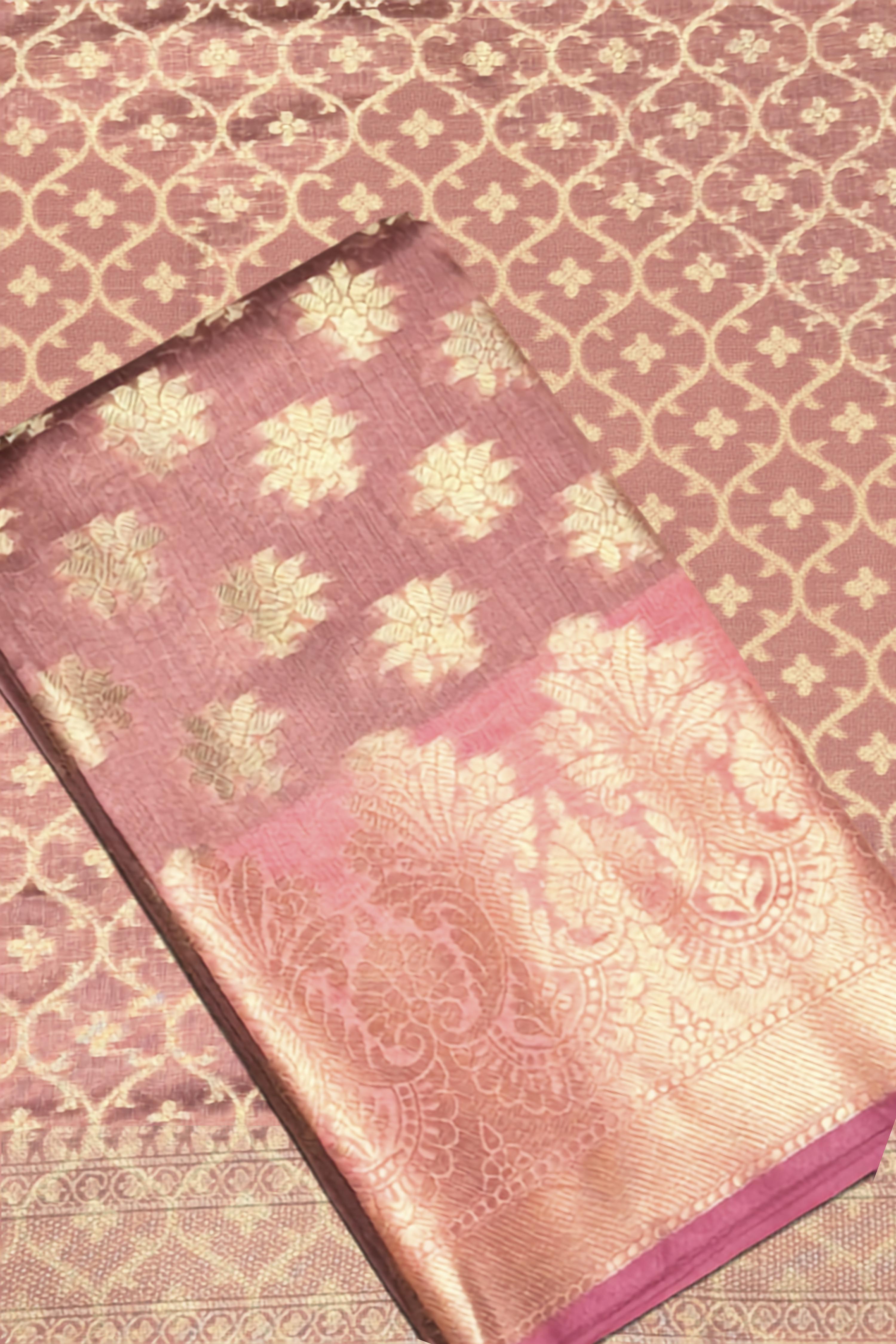 Purple Chanderi Banarsi Weave Unstitched Suit Set image number 1