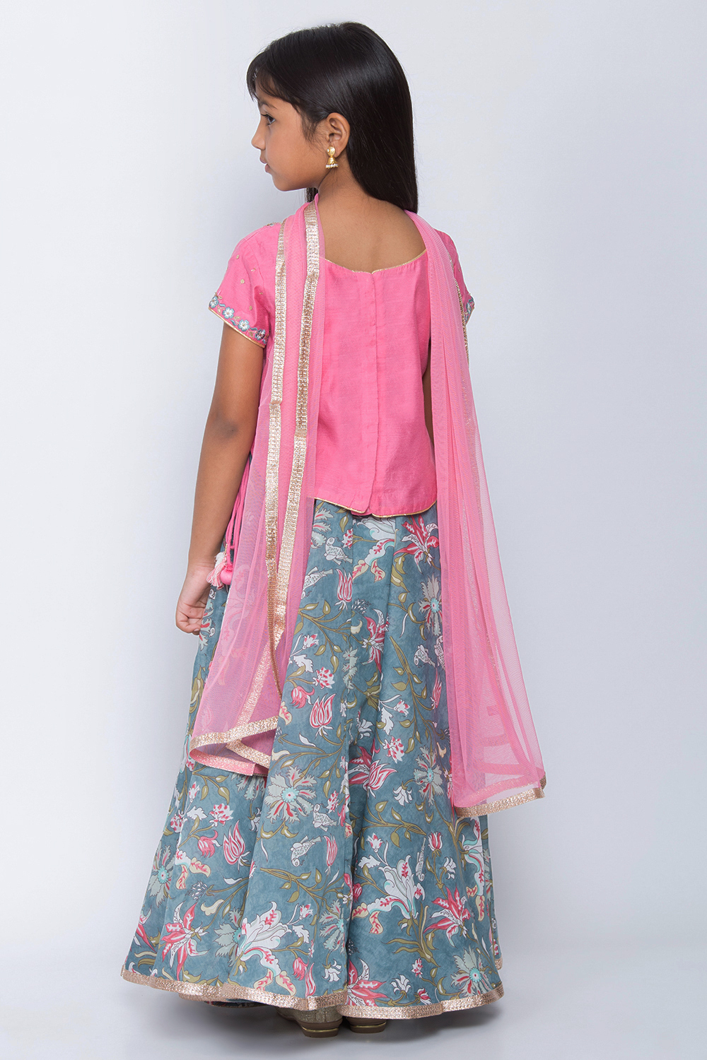 Light Pink Art Silk Straight Lehenga Set image number 4